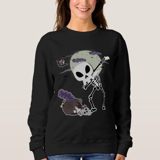 Crazy Halloween Alien Skull Dab Kids Skeleton Dabb Sweatshirt (Front)