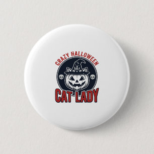 Crazy Halloween Cat Lady Vintage Witch Cat Shirt_1 6 Cm Round Badge