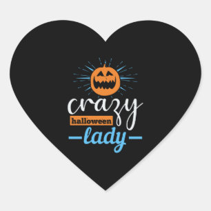 crazy halloween lady funny halloween heart sticker