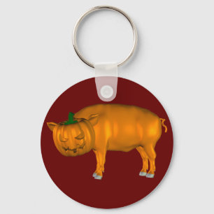 Crazy Halloween Pig Key Ring