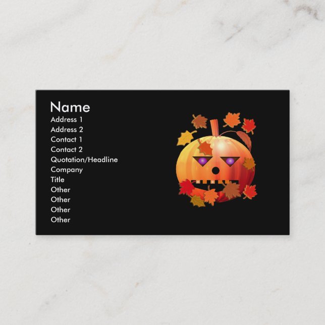 Crazy Halloween Pumpkin Business Card (Front)
