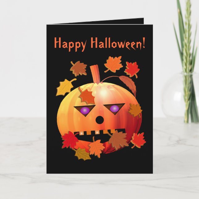 Crazy Halloween Pumpkin Card (Front)