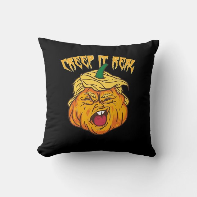 Crazy Halloween Pumpkin Trumpkin Costume Cushion (Front)