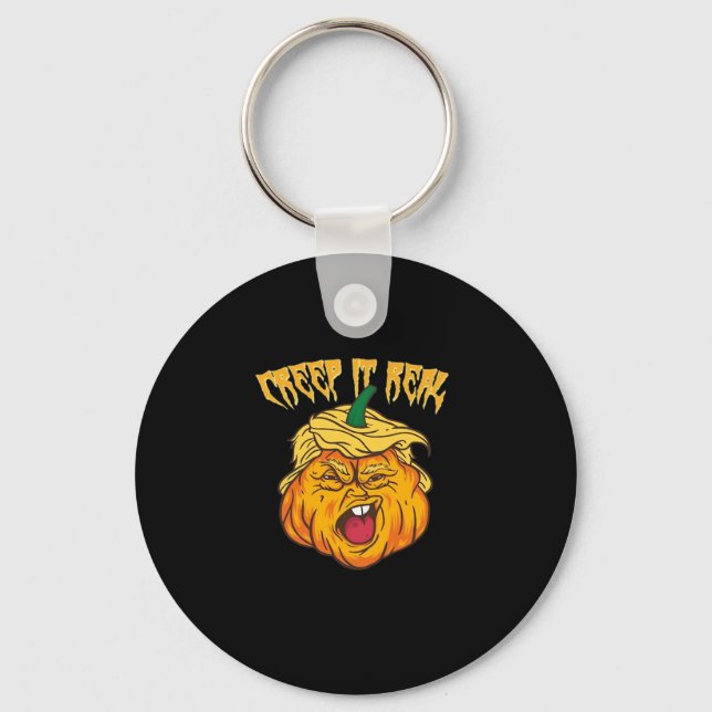Crazy Halloween Pumpkin Trumpkin Costume Key Ring (Front)