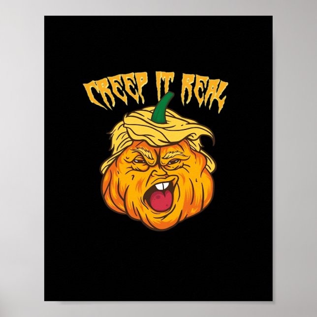 Crazy Halloween Pumpkin Trumpkin Costume Poster (Front)