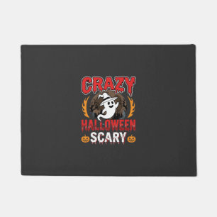 Crazy Halloween Scary Ghost and Pumpkin Design Doormat
