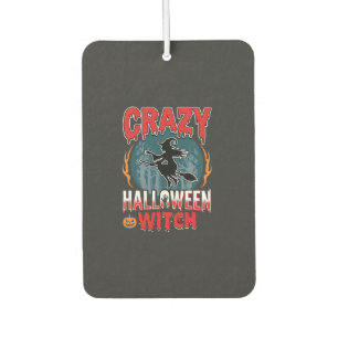 Crazy Halloween Witch Flying Broom Horror Design Car Air Freshener
