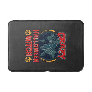 Crazy Halloween Witch Pumpkin Flying Moon Spooky N Bath Mat