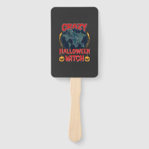 Crazy Halloween Witch Pumpkin Flying Moon Spooky N Hand Fan