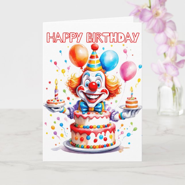 Crazy Happy Birthday Party Clown Card (Orchid)