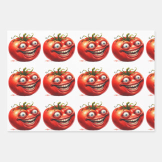 Crazy Happy Tomato Cartoon Funny Wrapping Paper