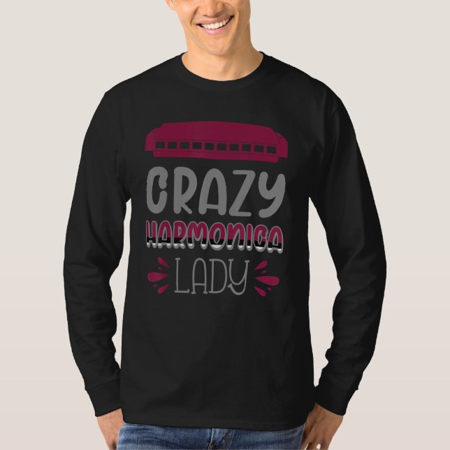 Crazy Harmonica Lady 1 T-Shirt (Front)