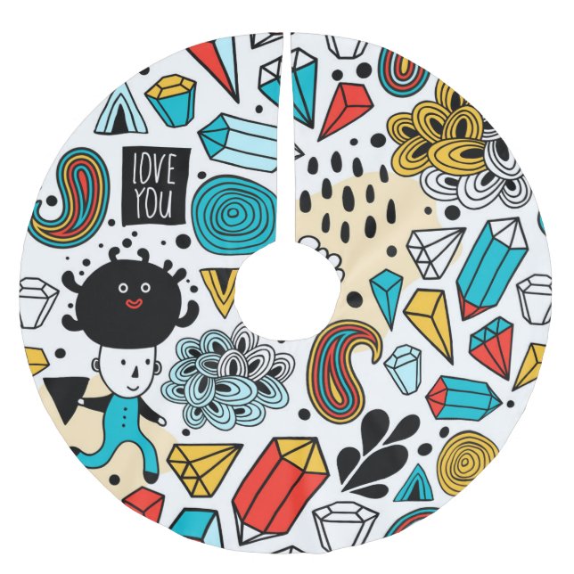 Crazy head brushed polyester tree skirt (Front)