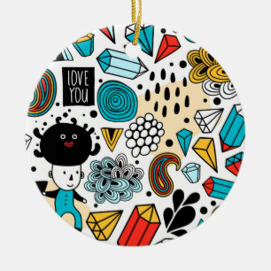 Crazy head ceramic ornament
