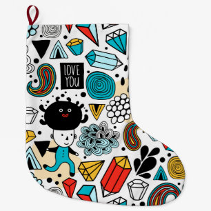 Crazy head large christmas stocking