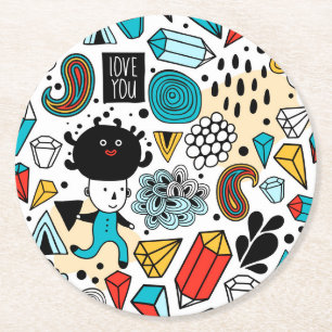 Crazy head round paper coaster