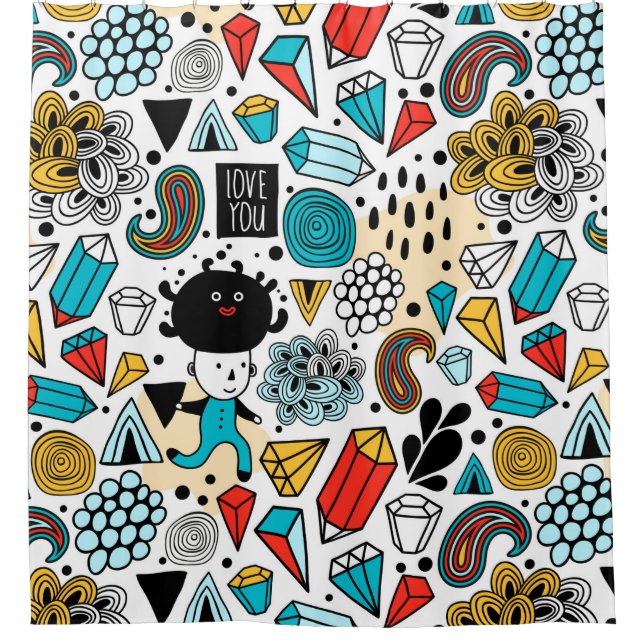 Crazy head shower curtain (Front)