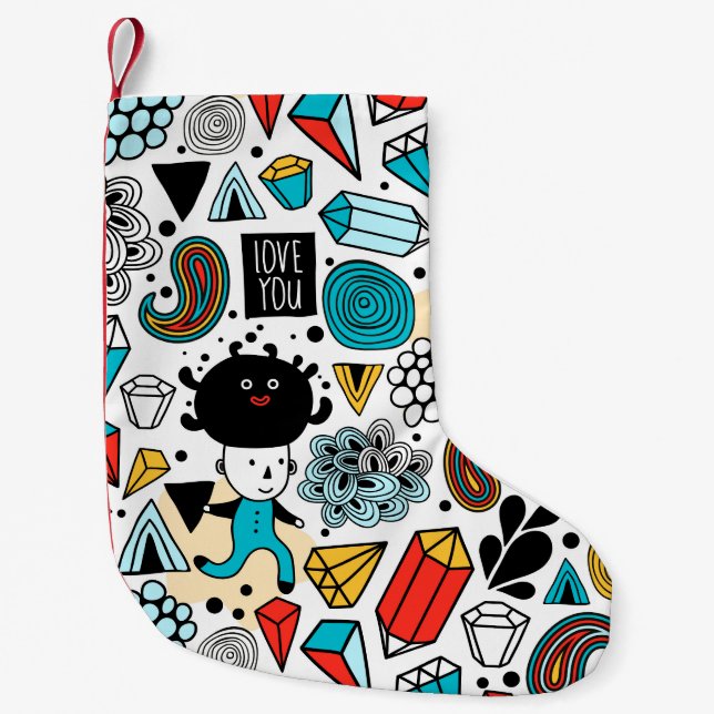 Crazy head small christmas stocking (Front)