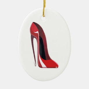 Crazy heel red stiletto shoe art ceramic ornament