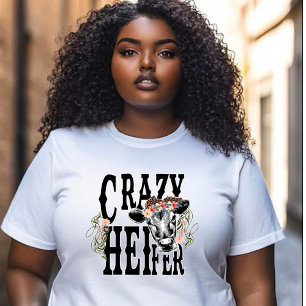 Crazy Heifer - Floral Cow T-Shirt
