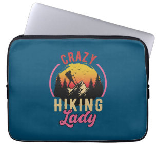 Crazy Hiking Lady, Woman Loves Mountain Hiking Laptop Sleeve