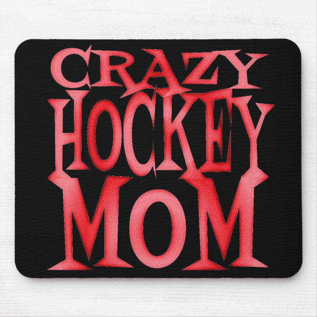 Crazy Hockey Mum in Crazy Red Mouse Pad (Front)