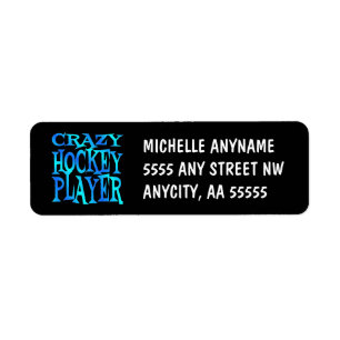 Crazy Hockey Player Return Address Label