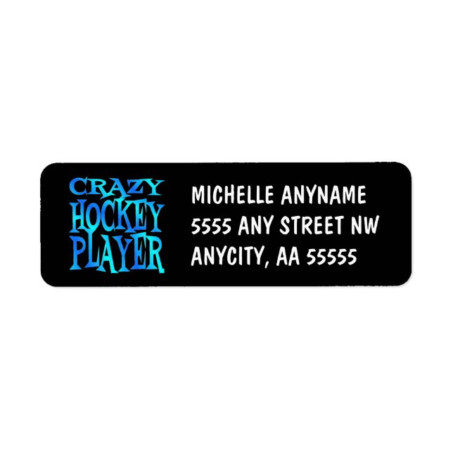 Crazy Hockey Player Return Address Label (Front)