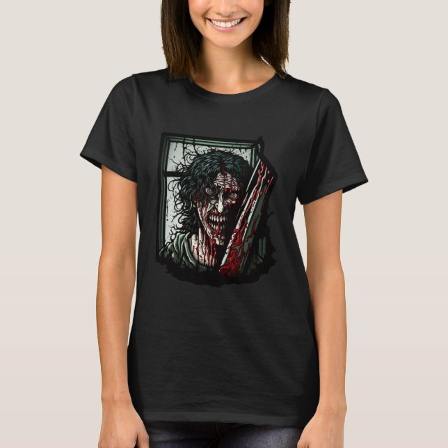 Crazy Horror Woman Nightmare Scary Terrifying Hall T-Shirt (Front)
