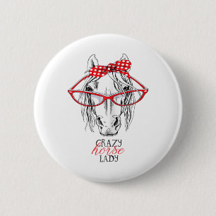 Crazy Horse Lady Horse Lover Women Bandanna Horseb 6 Cm Round Badge