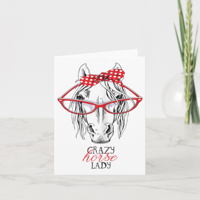 Crazy Horse Lady Horse Lover Women Bandanna Horseb Card (Front)