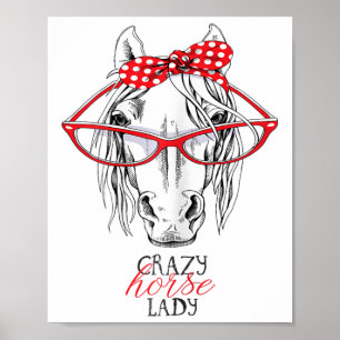 Crazy Horse Lady Horse Lover Women Bandanna Horseb Poster