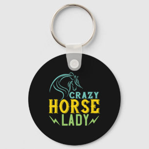 Crazy Horse Lady Horse Lover Women Horseback Ridin Key Ring