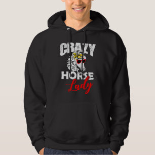 Crazy horse lady horseback riding Equestrian for Hoodie