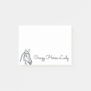 Crazy horse lady Post-it® notes line art drawing