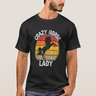 Crazy Horse Lady Retro Horsewoman Animal T-Shirt