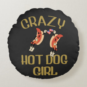 Crazy hot dog girl round cushion