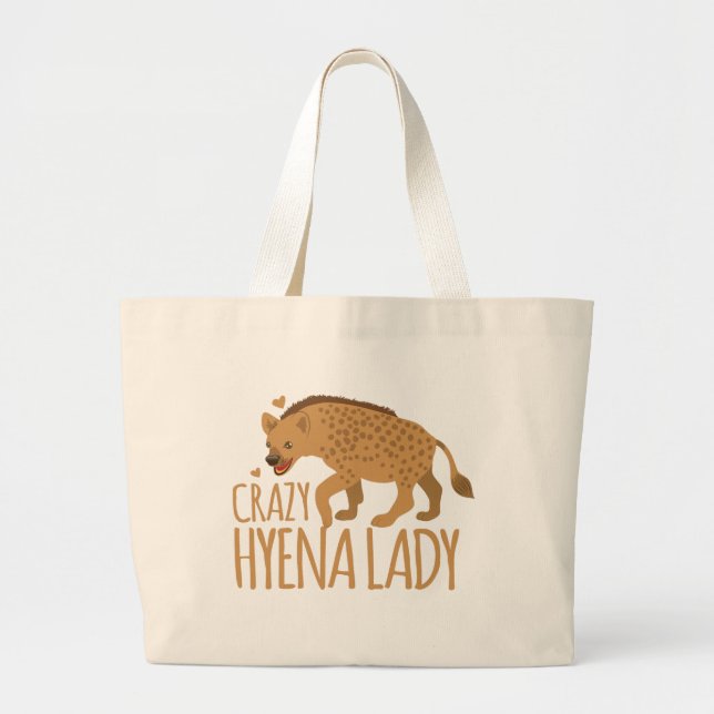 crazy hyena lady large tote bag (Front)
