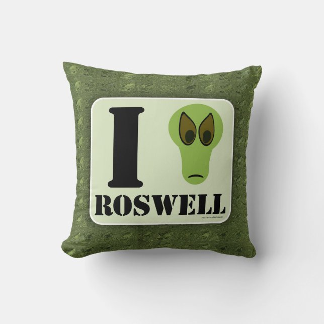 Crazy I Love Roswell UFO Alien Character Cushion (Front)