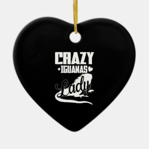 Crazy Iguana Lady Ceramic Ornament