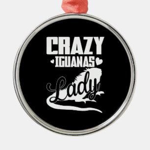 Crazy Iguana Lady Metal Ornament
