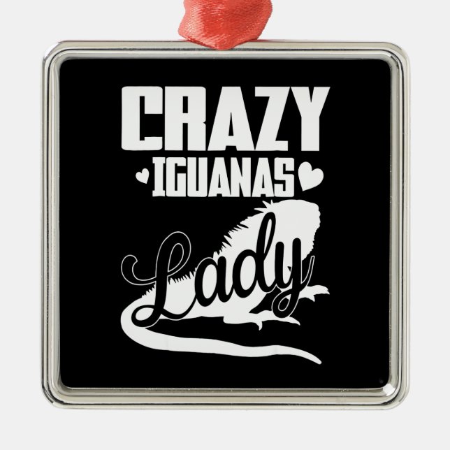 Crazy Iguana Lady Metal Ornament (Front)