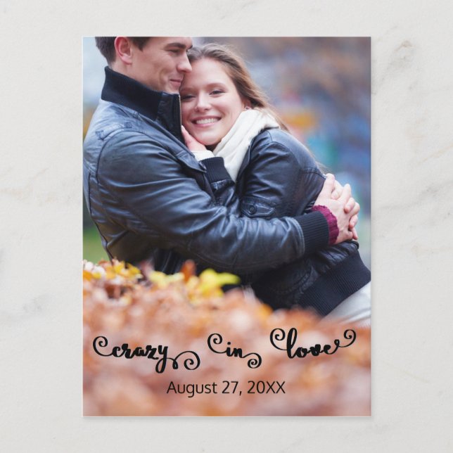 Crazy in Love Photo - Vertical Save/Date Postcard (Front)