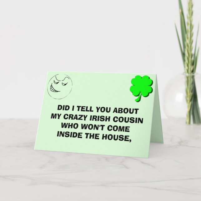 CRAZY IRISH COUSIN joke  Thank You Card (Front)