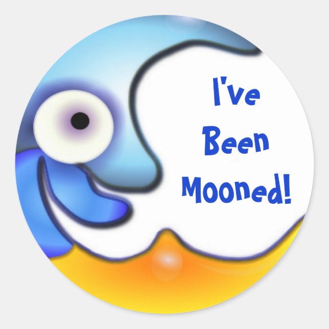 Crazy "I've Been Mooned" Cartoon Sticker (Front)