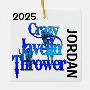 Crazy Javelin Thrower CUSTOM Ceramic Ornament