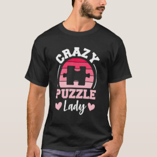 Crazy Jigsaw Puzzle Lady Retro Women Puzzler Vinta T-Shirt