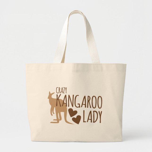 Crazy Kangaroo Lady Large Tote Bag (Front)