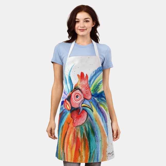 Crazy Kauai Rooster Kitchen Apron (Worn)