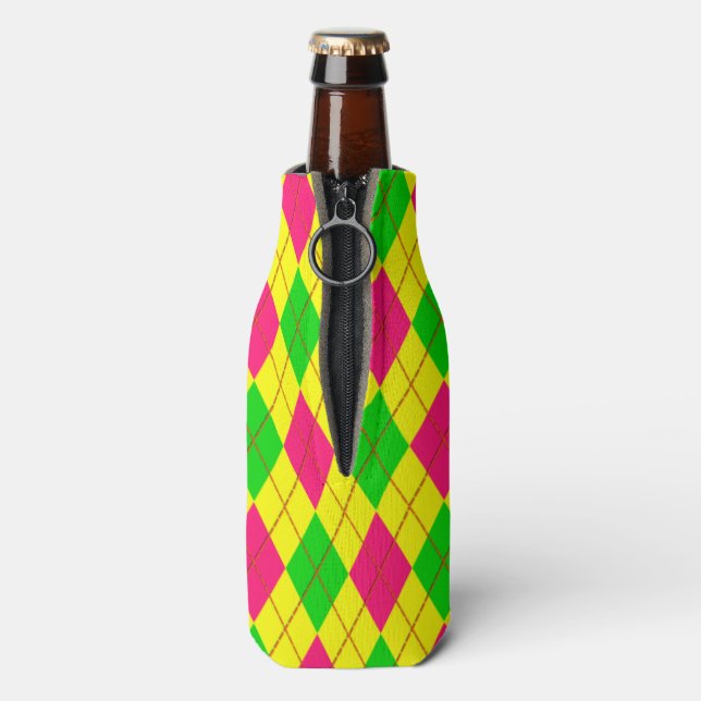 Crazy Kids Colours-Argyle 6-ZIPPERED BOTTLE COOLER (Bottle Back)